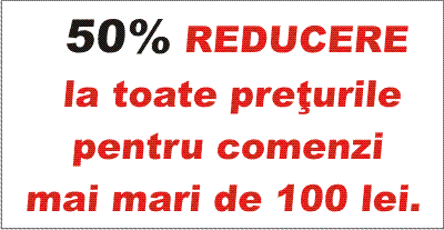 50% reducere la toate produsele! 50% reducere la toate produsele!